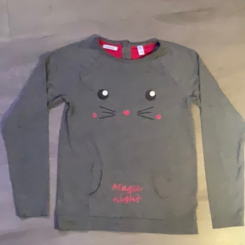 Okaidi Soft Cotton Girl’s Size 12 (12Y) Grey Long Sleeve TShirt.